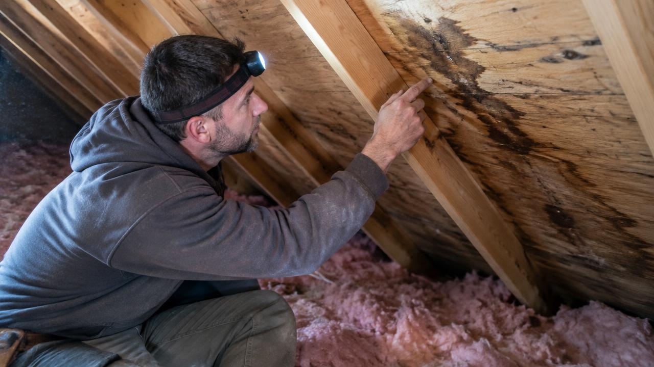 roof Leak Repair Inside an Attic in Jersey City