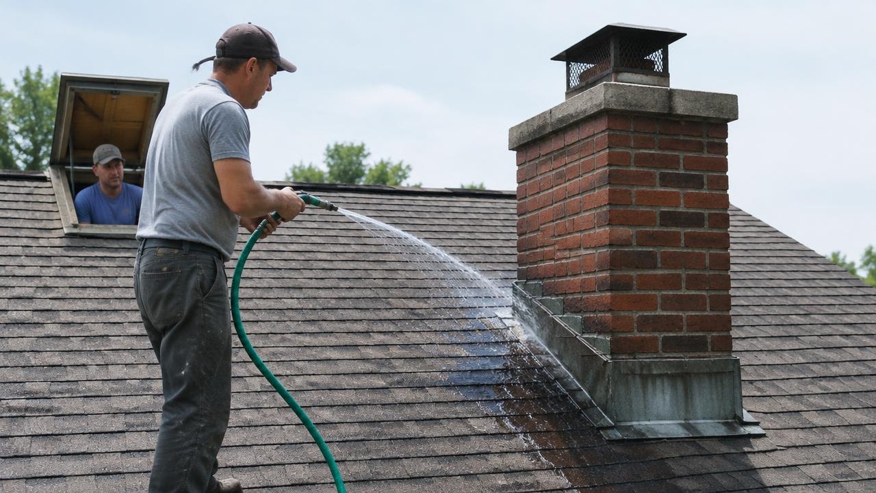 roof Repair Specialist Water Testing a Leak Repair
