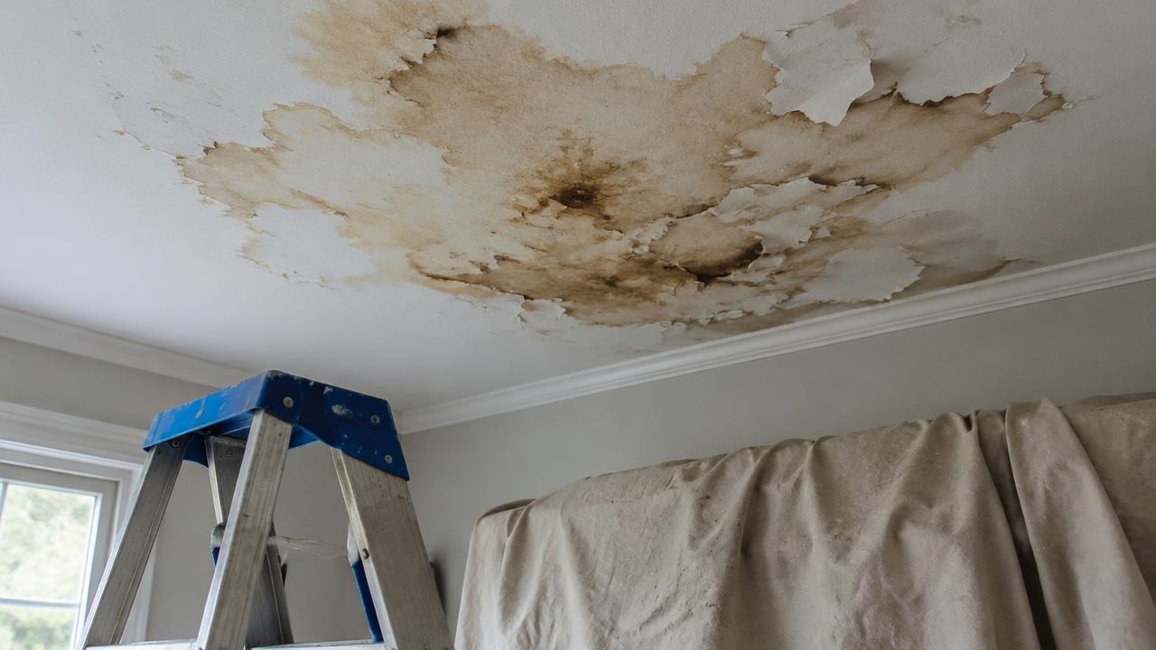 ceiling Stain Caused by a Roof Leak in Jersey City