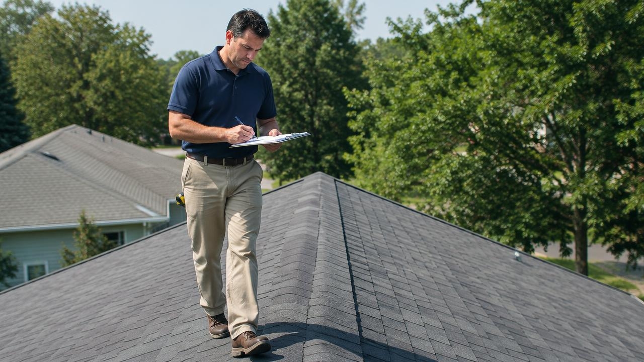 licensed Roofer Doing a Roof Inspection in Jersey City
