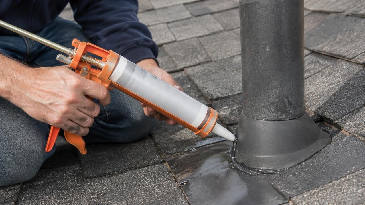 caulk Gun Sealant Work on a Jersey City Roof Repair