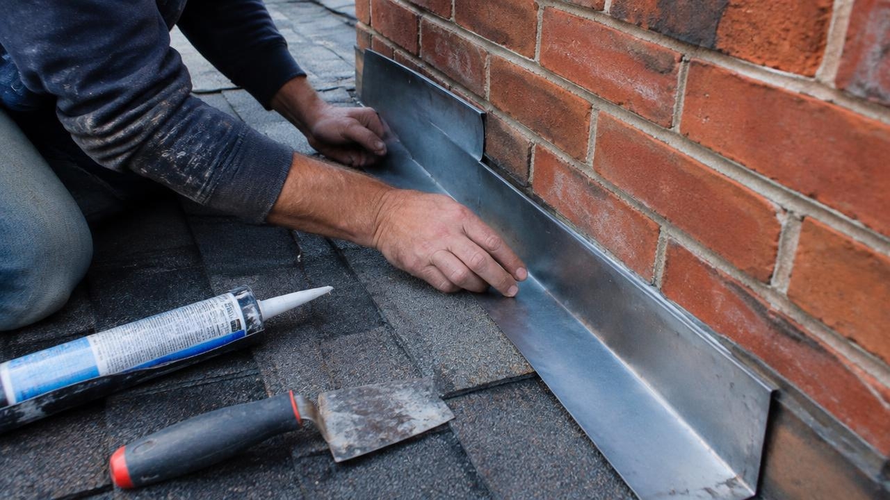 repairs to flashing on a Jersey City roof